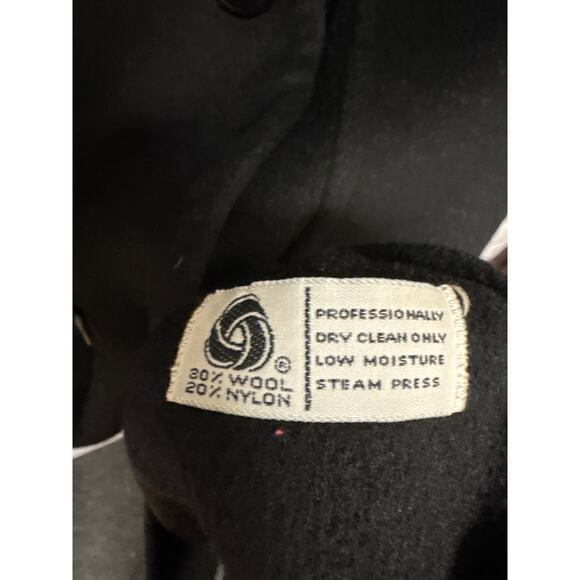 Billi by Billycoat Vintage Black Wool Blend Long Women's Coat LG Buttons Pockets - Picture 5 of 6